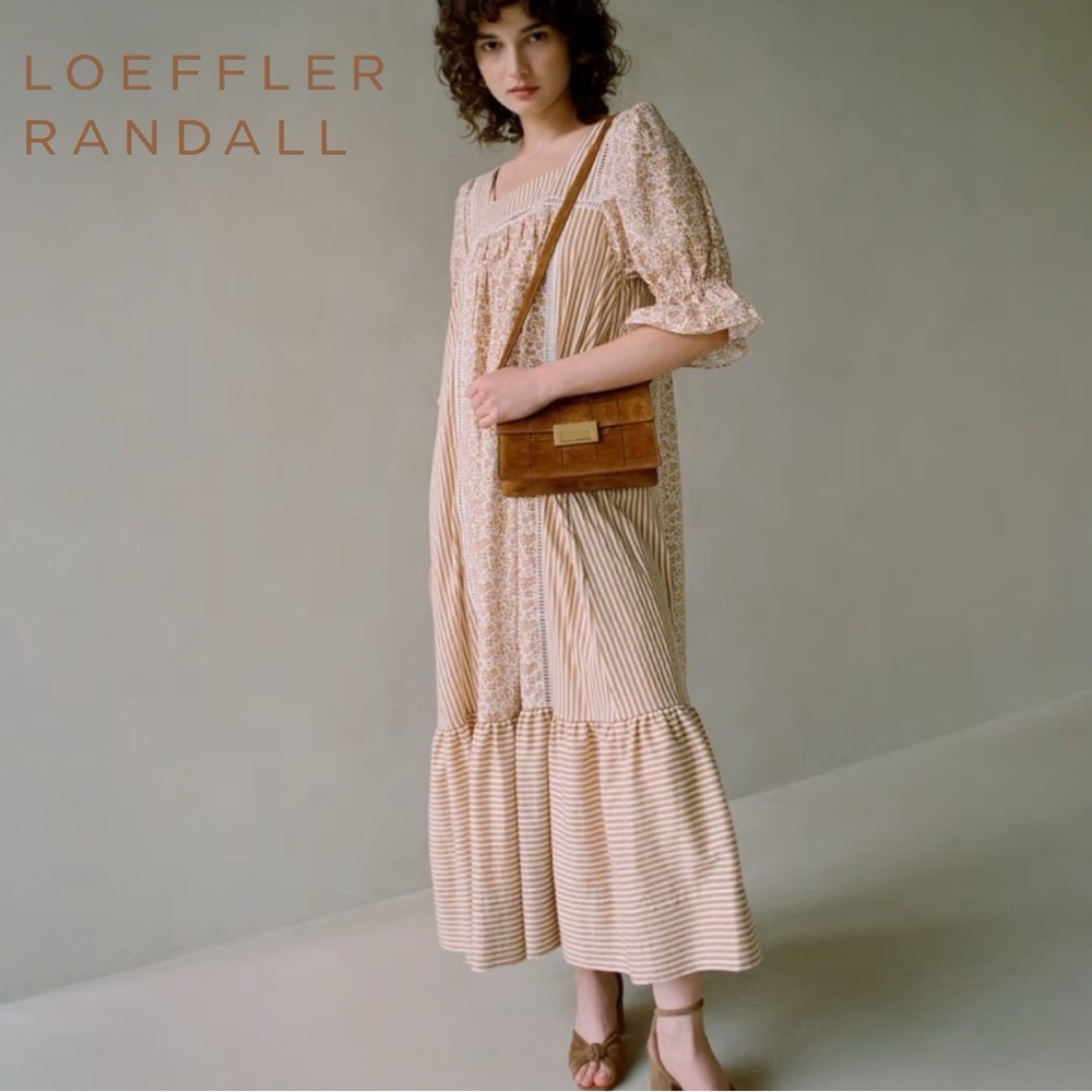 Loeffler Randall Phillipa Stripe Floral Dress Prairie Boho | Sz M